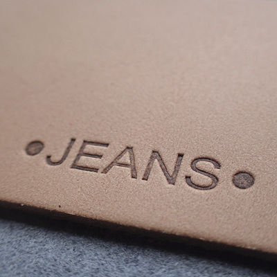 Hot Stamping Straight Cut Embossed Leather Patches For Jeans