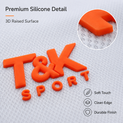 Étiquettes de transfert thermique personnalisées en silicone avec résistance au lavage, couleur personnalisée et options d'épaisseur multiples